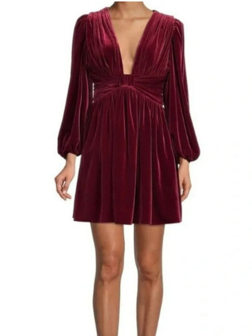 Gianni Bini Mariah Velvet Burgundy Long Sleeve Mini Dress